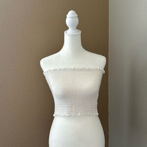 Gianni Bini white smocked crop top